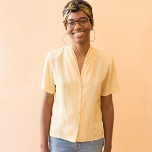 vintage pale yellow blouse